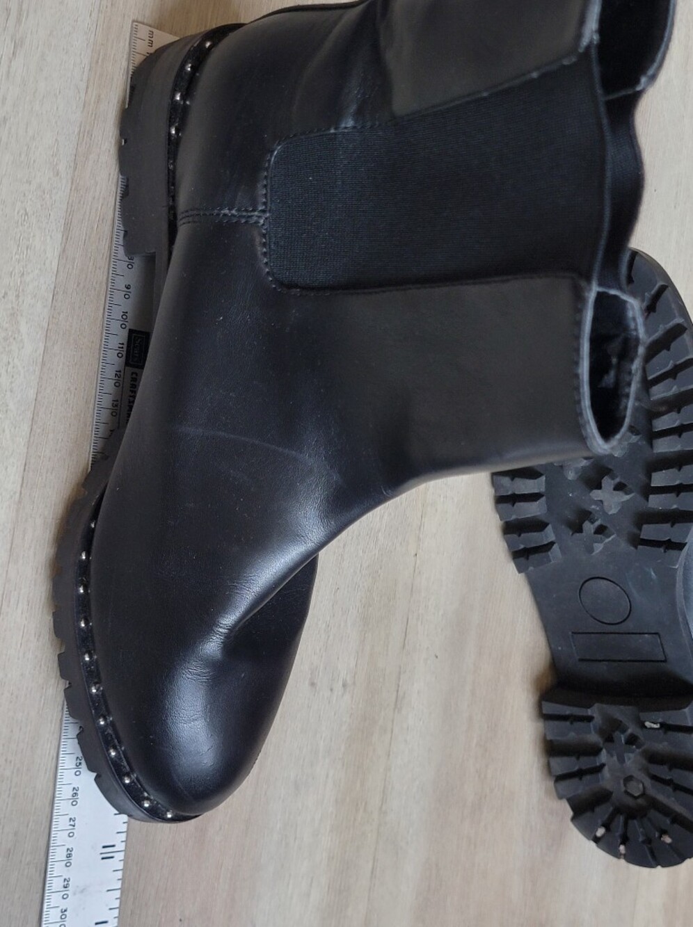 3 FOR $20 Saks Fifth Avenue Black Leather Chukka Boots with Studded Sole - Picture 10 of 10